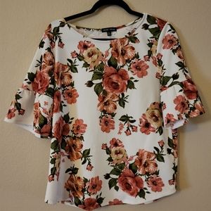 Floral bell sleeve top